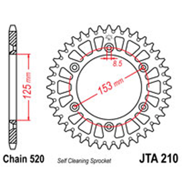 JT JT Rear Sprockets R/W 210-50SC Alloy